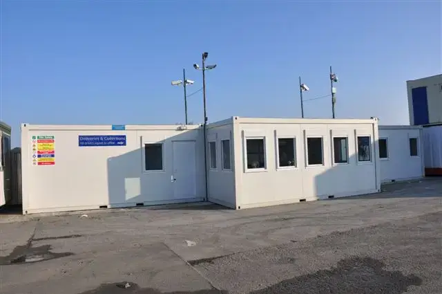 40×16 four bay portable office unit with reception, kitchen, toilets & meeting room